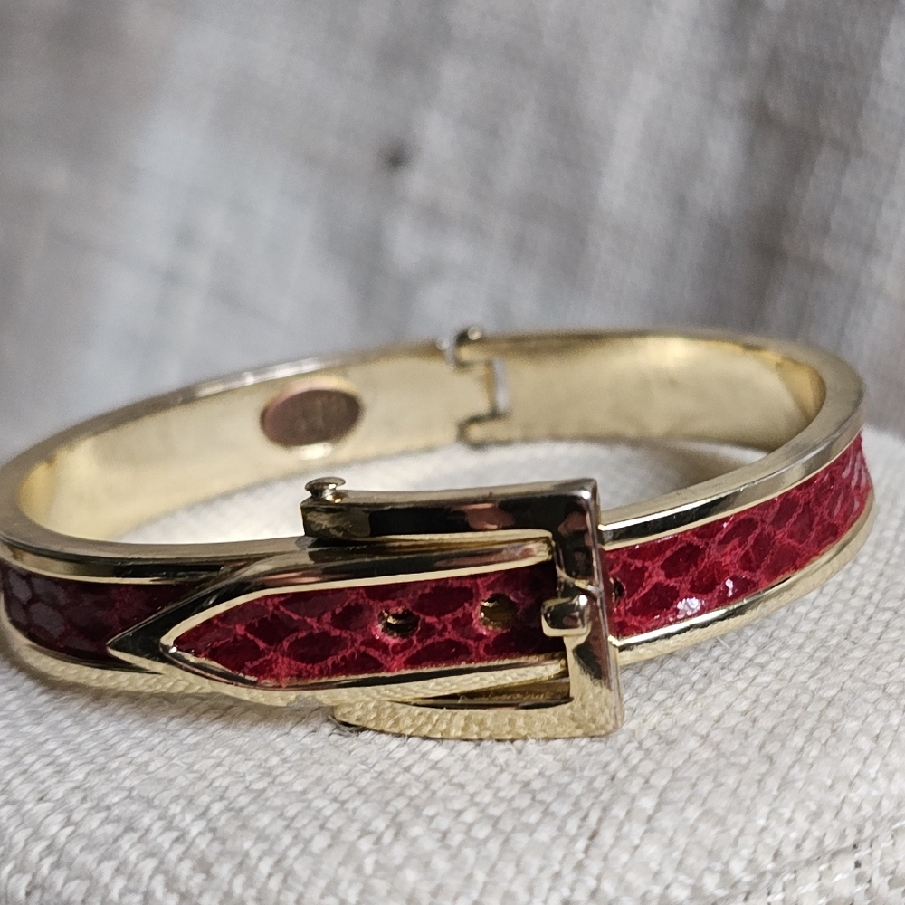Mobwife Preppy Vampire Operacore Indie Biker Red Belt Bangle Statement Bracelet